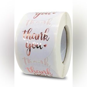 💖1.5 Inch Thank You Stickers Roll, 500 Pcs Rose Gold Thank You Stickers